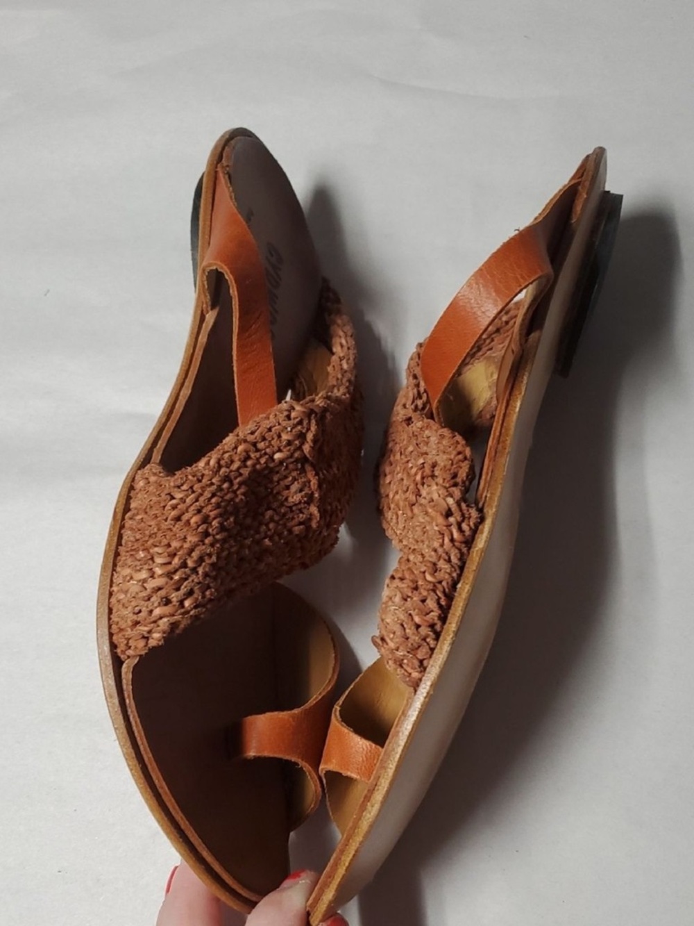 Sundance Catalog CYDWOQ Kiosk Women's Brown Woven Leather Sandals Size 38 BoHoSu - Picture 2 of 8